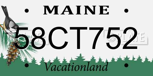 58CT752 Maine License Plate