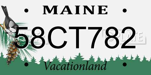 58CT782 Maine License Plate