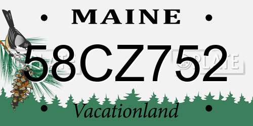 58CZ752 Maine License Plate