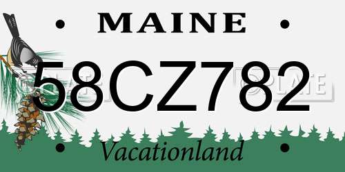58CZ782 Maine License Plate