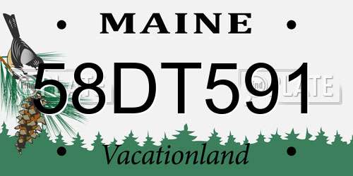 58DT591 Maine License Plate