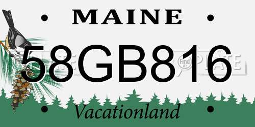58GB816 Maine License Plate