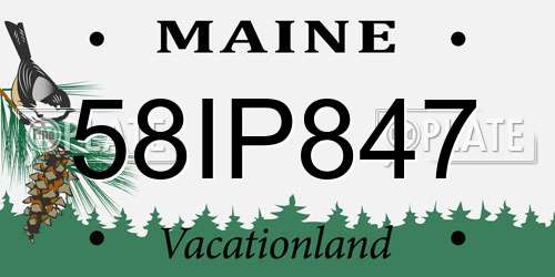58IP847 Maine License Plate