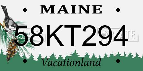 58KT294 Maine License Plate