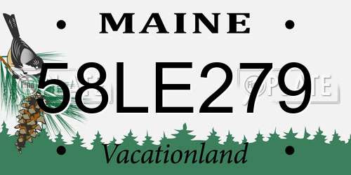 58LE279 Maine License Plate