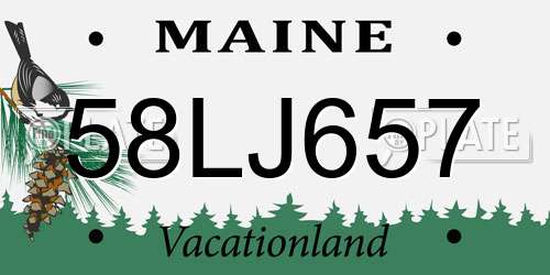 58LJ657 Maine License Plate