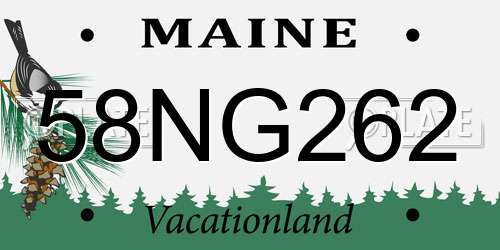 58NG262 Maine License Plate