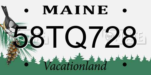 58TQ728 Maine License Plate