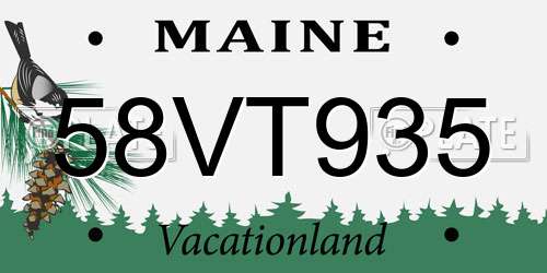 58VT935 Maine License Plate