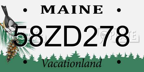 58ZD278 Maine License Plate