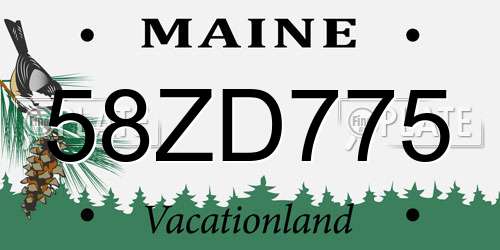 58ZD775 Maine License Plate