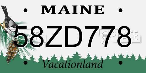 58ZD778 Maine License Plate