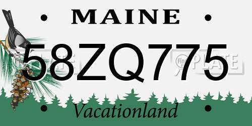 58ZQ775 Maine License Plate