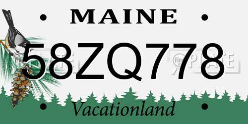 58ZQ778 Maine License Plate