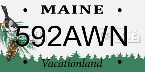592AWN Maine License Plate
