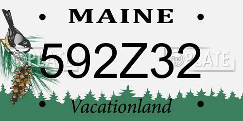 592Z32 Maine License Plate