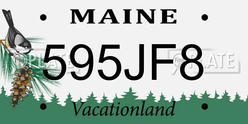 595JF8 Maine License Plate