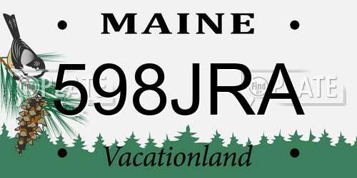 598JRA Maine License Plate