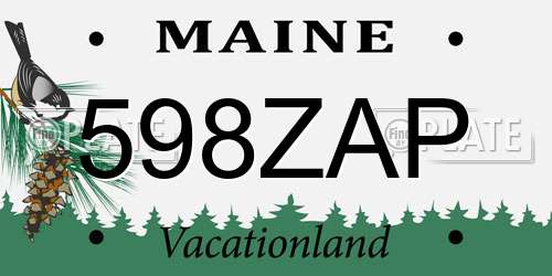 598ZAP Maine License Plate