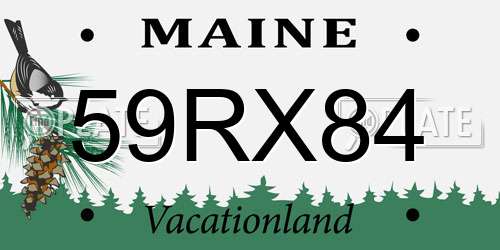 59RX84 Maine License Plate