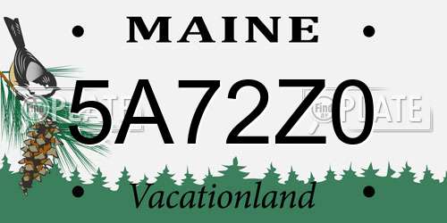 5A72Z0 Maine License Plate