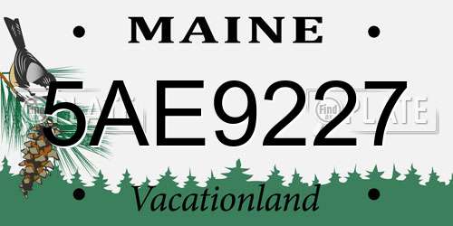 5AE9227 Maine License Plate
