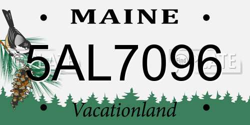 5AL7096 Maine License Plate
