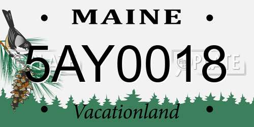 5AY0018 Maine License Plate