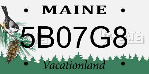5B07G8 Maine License Plate
