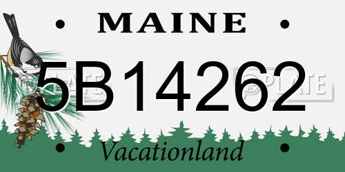 5B14262 Maine License Plate