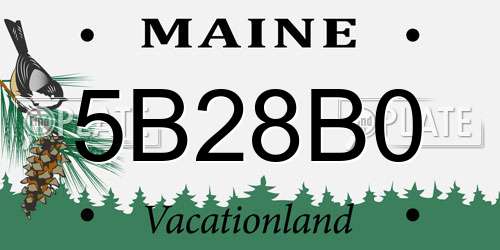 5B28B0 Maine License Plate