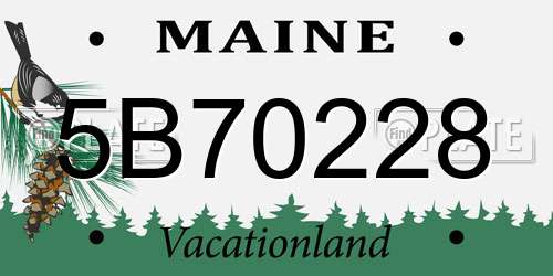 5B70228 Maine License Plate