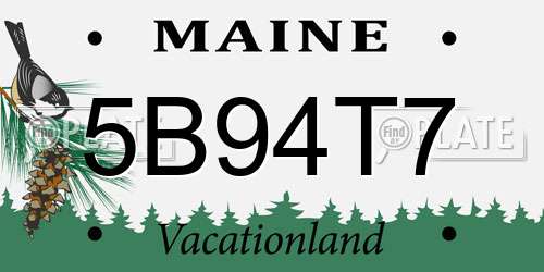 5B94T7 Maine License Plate