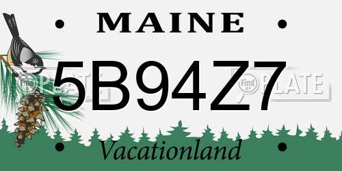 5B94Z7 Maine License Plate