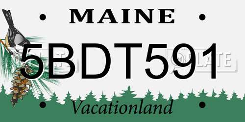 5BDT591 Maine License Plate