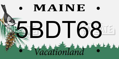 5BDT68 Maine License Plate