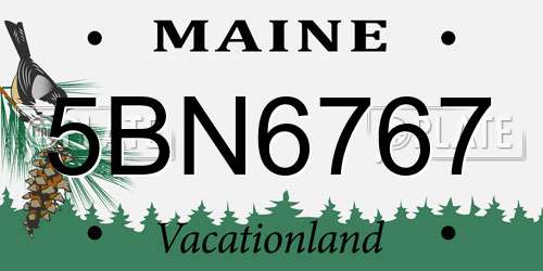 5BN6767 Maine License Plate