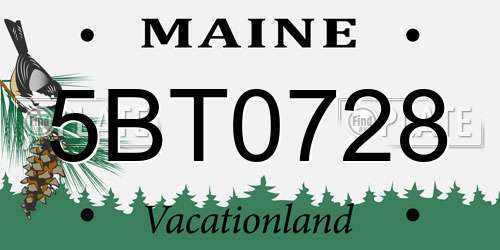 5BT0728 Maine License Plate