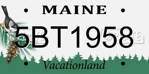 5BT1958 Maine License Plate