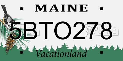 5BTO278 Maine License Plate