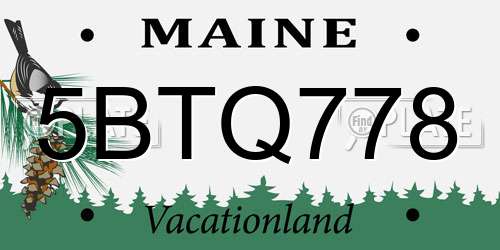 5BTQ778 Maine License Plate