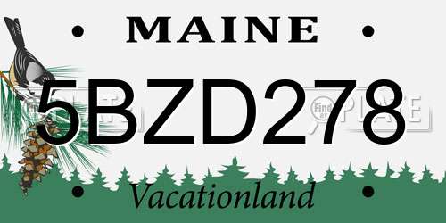 5BZD278 Maine License Plate