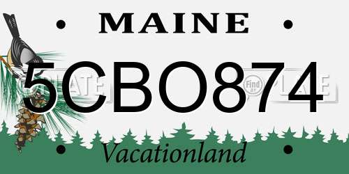5CBO874 Maine License Plate