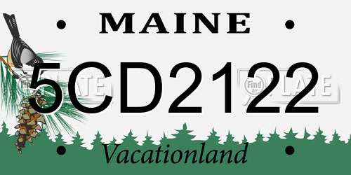 5CD2122 Maine License Plate