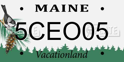 5CEO05 Maine License Plate