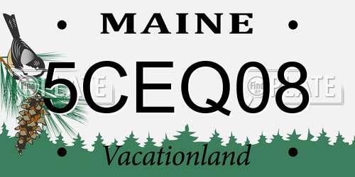 5CEQ08 Maine License Plate