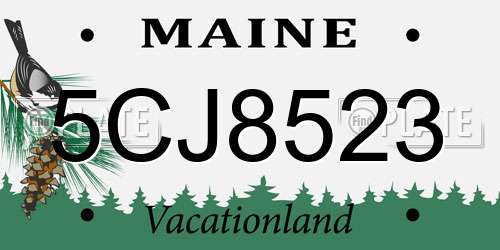 5CJ8523 Maine License Plate