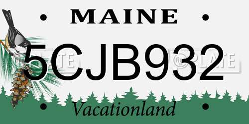 5CJB932 Maine License Plate