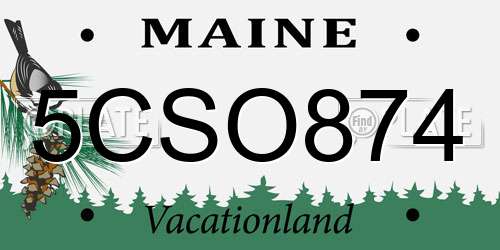 5CSO874 Maine License Plate