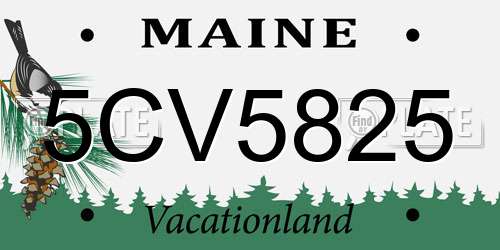 5CV5825 Maine License Plate